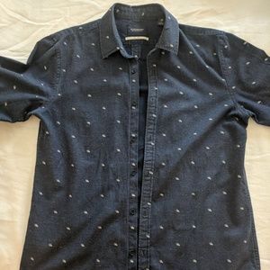 Scotch & Soda Mr. Blue Hand Print Casual Shirt